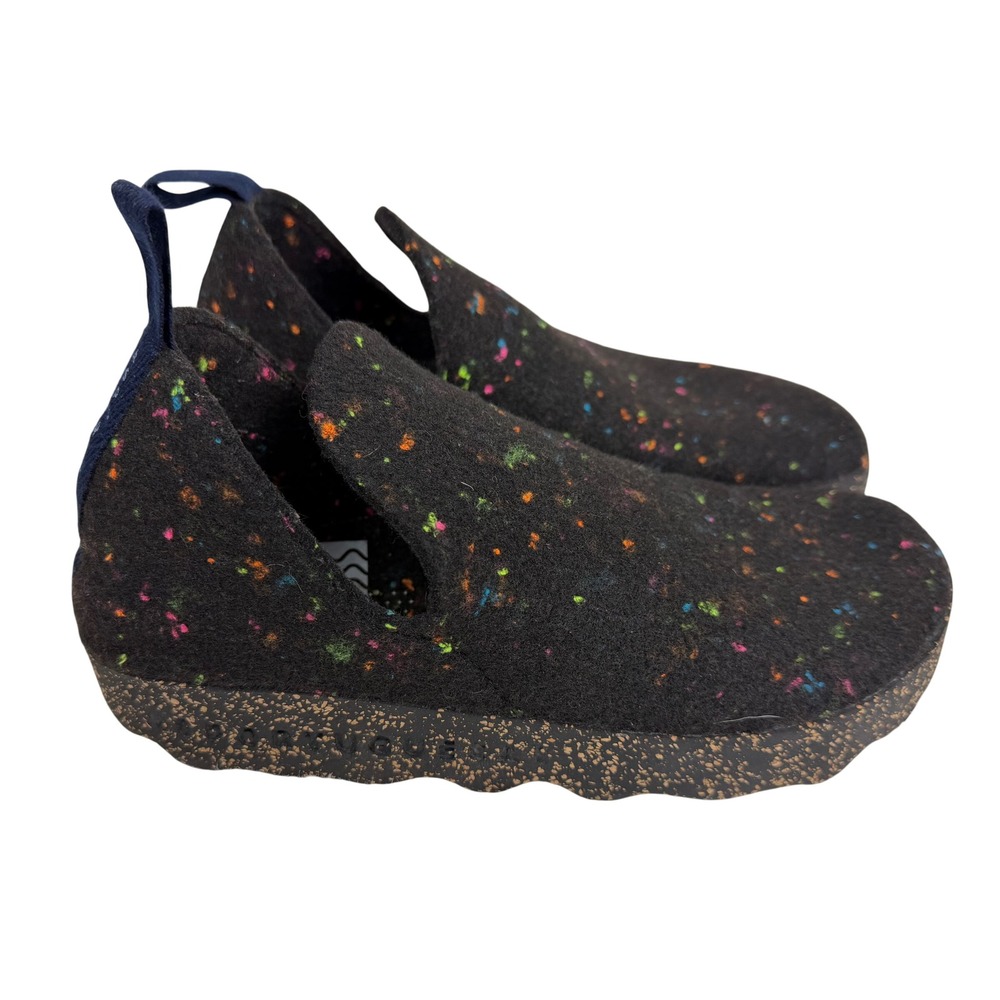 Asportuguesas City Wool Felt Slip On Shoes Black LED Womens EU37/US 6-6.5 Earthy